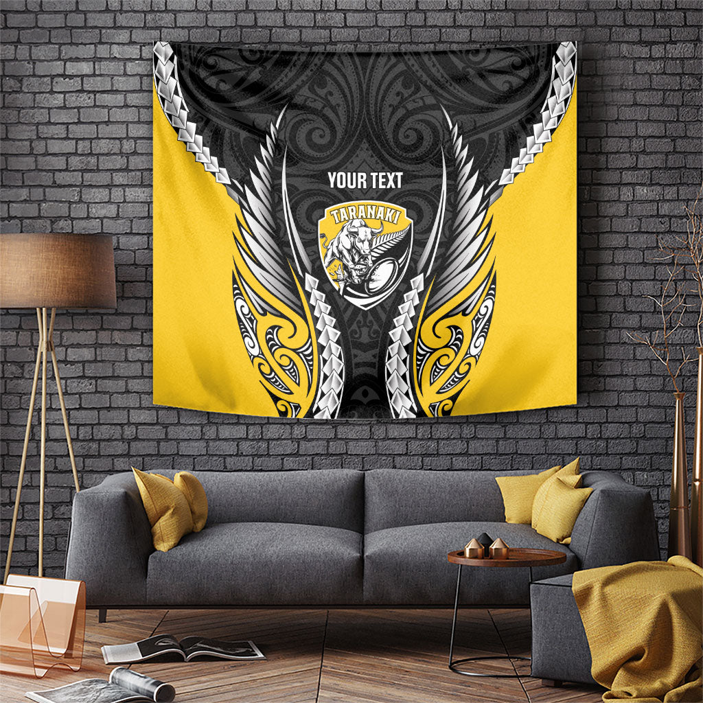 Taranaki 2026 Rugby Custom Tapestry NZ Maori Silver Fern