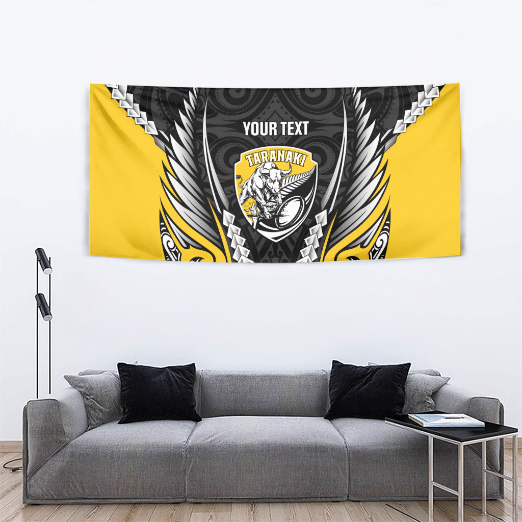 Taranaki 2026 Rugby Custom Tapestry NZ Maori Silver Fern