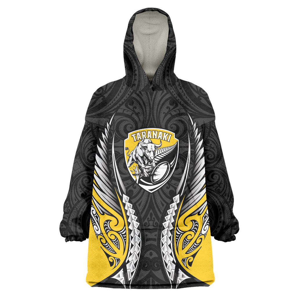 Taranaki 2026 Rugby Custom Wearable Blanket Hoodie NZ Maori Silver Fern