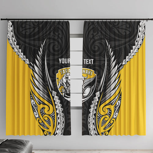 Taranaki 2026 Rugby Custom Window Curtain NZ Maori Silver Fern