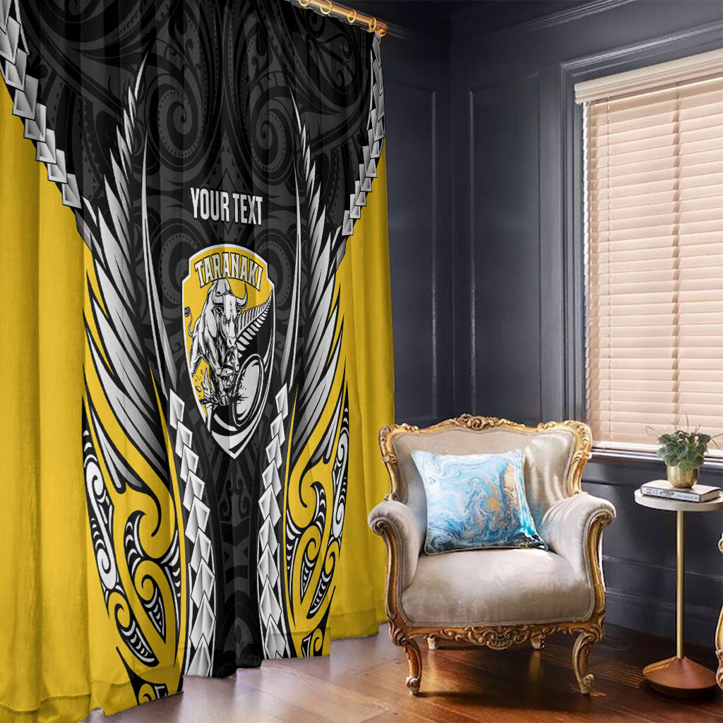 Taranaki 2026 Rugby Custom Window Curtain NZ Maori Silver Fern