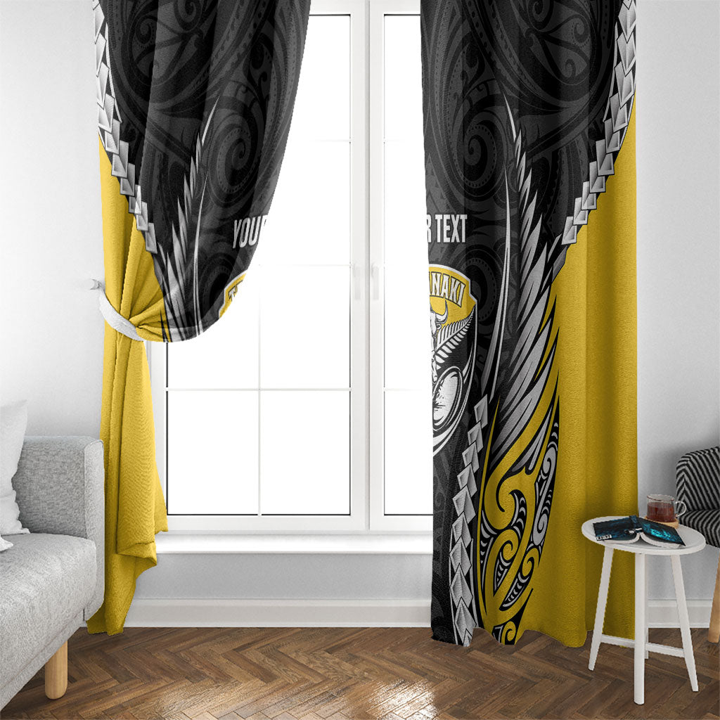 Taranaki 2026 Rugby Custom Window Curtain NZ Maori Silver Fern