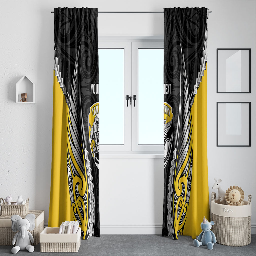 Taranaki 2026 Rugby Custom Window Curtain NZ Maori Silver Fern