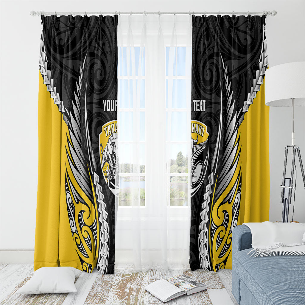 Taranaki 2026 Rugby Custom Window Curtain NZ Maori Silver Fern