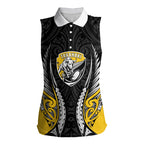 Taranaki 2026 Rugby Custom Women Sleeveless Polo Shirt NZ Maori Silver Fern