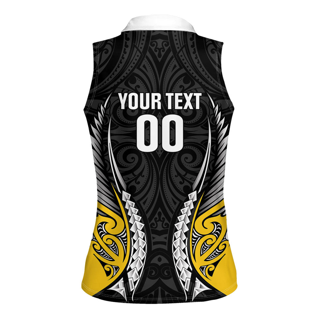 Taranaki 2026 Rugby Custom Women Sleeveless Polo Shirt NZ Maori Silver Fern