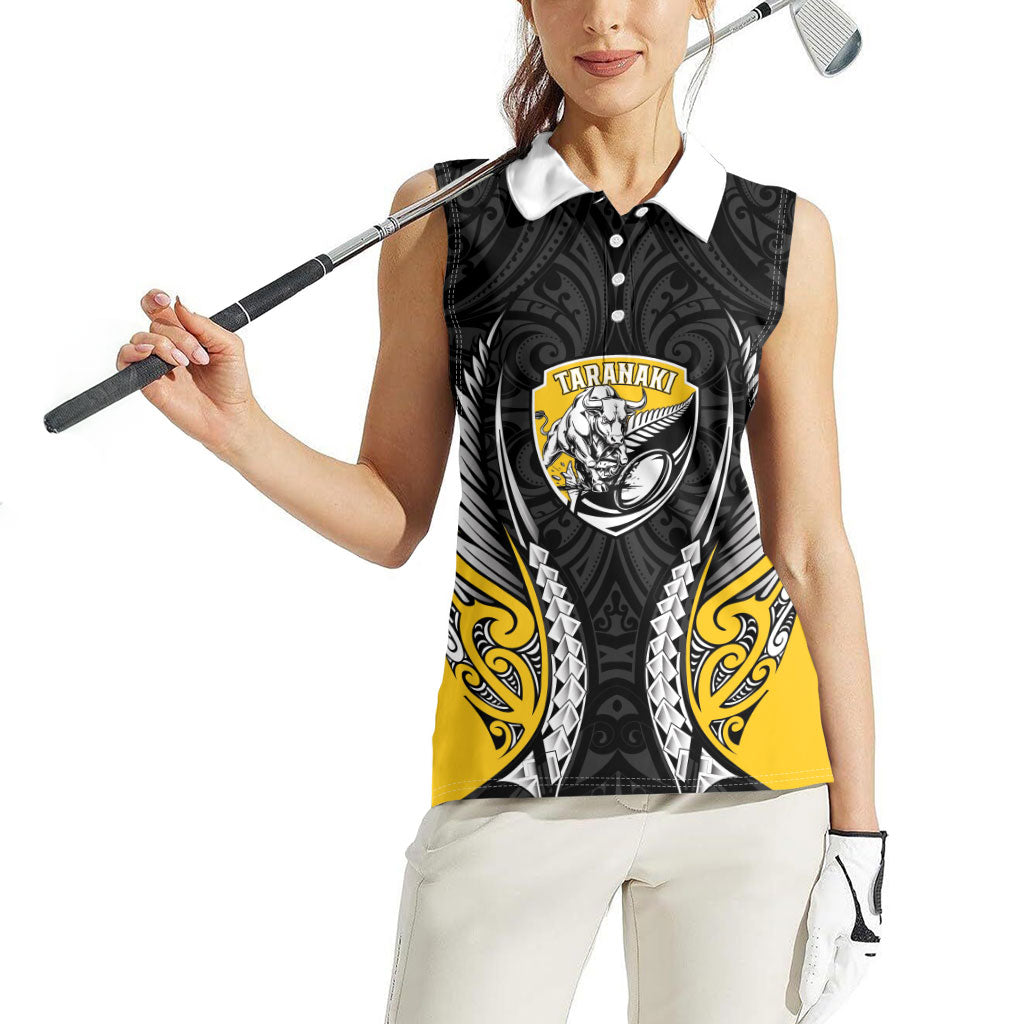 Taranaki 2026 Rugby Custom Women Sleeveless Polo Shirt NZ Maori Silver Fern