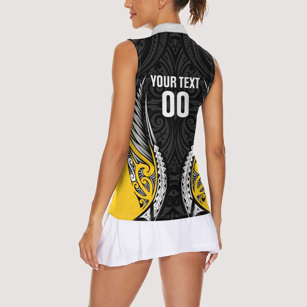 Taranaki 2026 Rugby Custom Women Sleeveless Polo Shirt NZ Maori Silver Fern