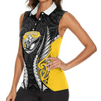 Taranaki 2026 Rugby Custom Women Sleeveless Polo Shirt NZ Maori Silver Fern