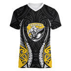 Taranaki 2026 Rugby Custom Women V-Neck T-Shirt NZ Maori Silver Fern