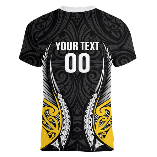 Taranaki 2026 Rugby Custom Women V-Neck T-Shirt NZ Maori Silver Fern