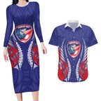Tasman Bay 2026 Rugby Custom Couples Matching Long Sleeve Bodycon Dress and Hawaiian Shirt NZ Maori Silver Fern