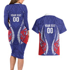Tasman Bay 2026 Rugby Custom Couples Matching Long Sleeve Bodycon Dress and Hawaiian Shirt NZ Maori Silver Fern