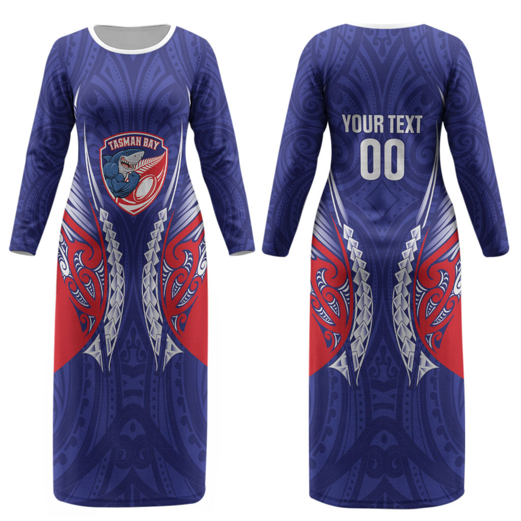 Tasman Bay 2026 Rugby Custom Couples Matching Long Sleeve Bodycon Dress and Hawaiian Shirt NZ Maori Silver Fern LT14