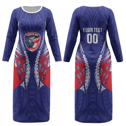 Tasman Bay 2026 Rugby Custom Couples Matching Long Sleeve Bodycon Dress and Hawaiian Shirt NZ Maori Silver Fern LT14