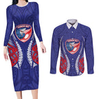 Tasman Bay 2026 Rugby Custom Couples Matching Long Sleeve Bodycon Dress and Long Sleeve Button Shirt NZ Maori Silver Fern