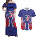 Tasman Bay 2026 Rugby Custom Couples Matching Off Shoulder Maxi Dress and Hawaiian Shirt NZ Maori Silver Fern