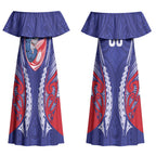 Tasman Bay 2026 Rugby Custom Couples Matching Off Shoulder Maxi Dress and Long Sleeve Button Shirt NZ Maori Silver Fern LT14