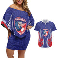 Tasman Bay 2026 Rugby Custom Couples Matching Off Shoulder Short Dress and Hawaiian Shirt NZ Maori Silver Fern