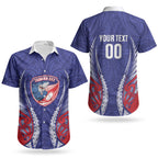 Tasman Bay 2026 Rugby Custom Couples Matching Off Shoulder Short Dress and Hawaiian Shirt NZ Maori Silver Fern LT14