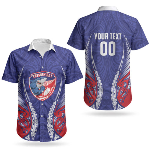 Tasman Bay 2026 Rugby Custom Couples Matching Off Shoulder Short Dress and Hawaiian Shirt NZ Maori Silver Fern LT14