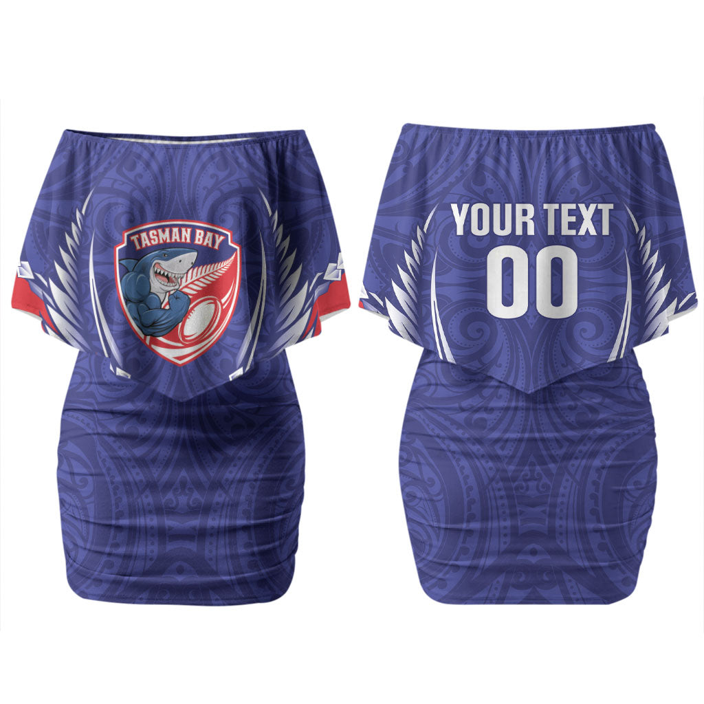 Tasman Bay 2026 Rugby Custom Couples Matching Off Shoulder Short Dress and Long Sleeve Button Shirt NZ Maori Silver Fern LT14