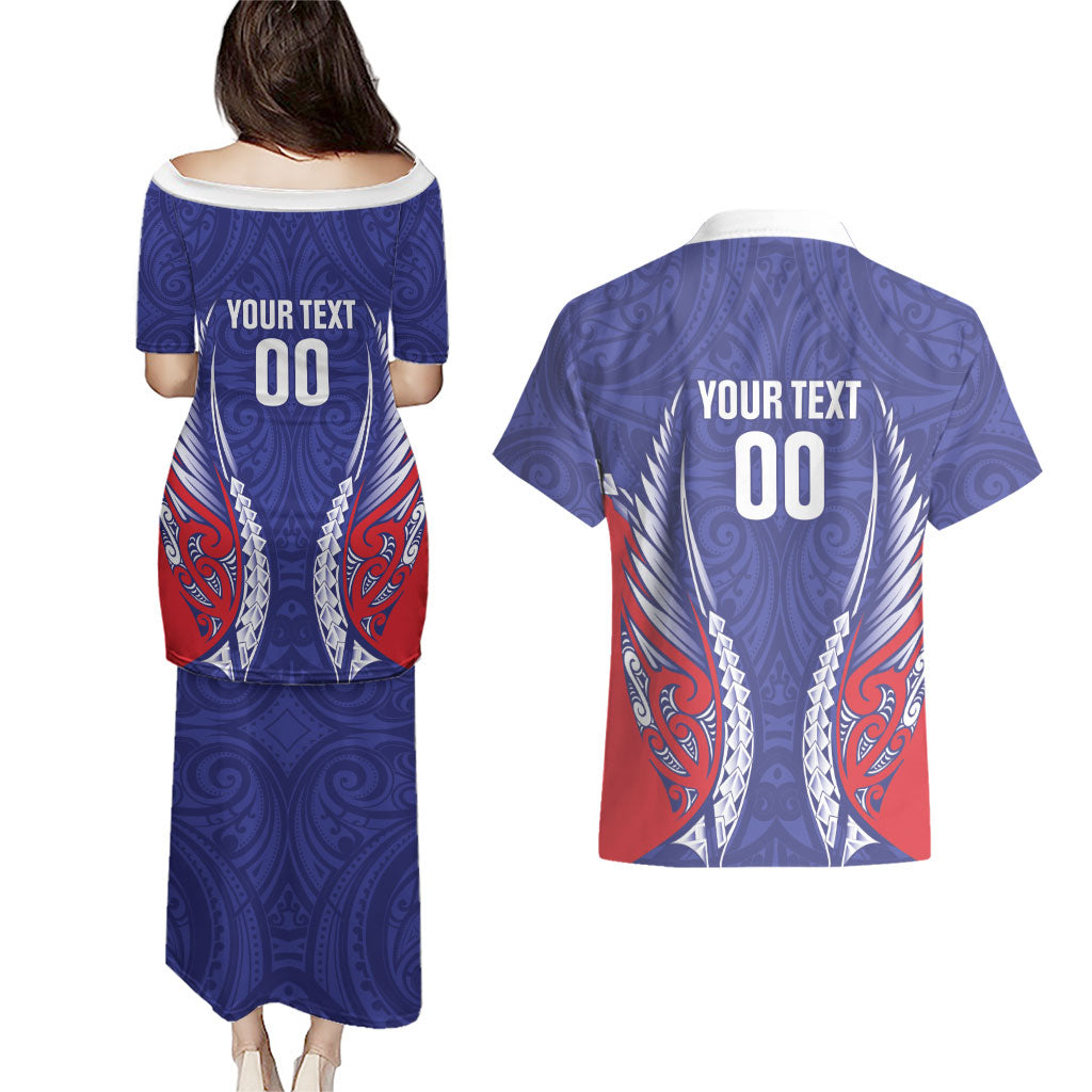 Tasman Bay 2026 Rugby Custom Couples Matching Puletasi and Hawaiian Shirt NZ Maori Silver Fern