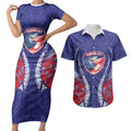 Tasman Bay 2026 Rugby Custom Couples Matching Short Sleeve Bodycon Dress and Hawaiian Shirt NZ Maori Silver Fern