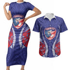 Tasman Bay 2026 Rugby Custom Couples Matching Short Sleeve Bodycon Dress and Hawaiian Shirt NZ Maori Silver Fern