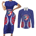 Tasman Bay 2026 Rugby Custom Couples Matching Short Sleeve Bodycon Dress and Long Sleeve Button Shirt NZ Maori Silver Fern