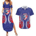 Tasman Bay 2026 Rugby Custom Couples Matching Summer Maxi Dress and Hawaiian Shirt NZ Maori Silver Fern