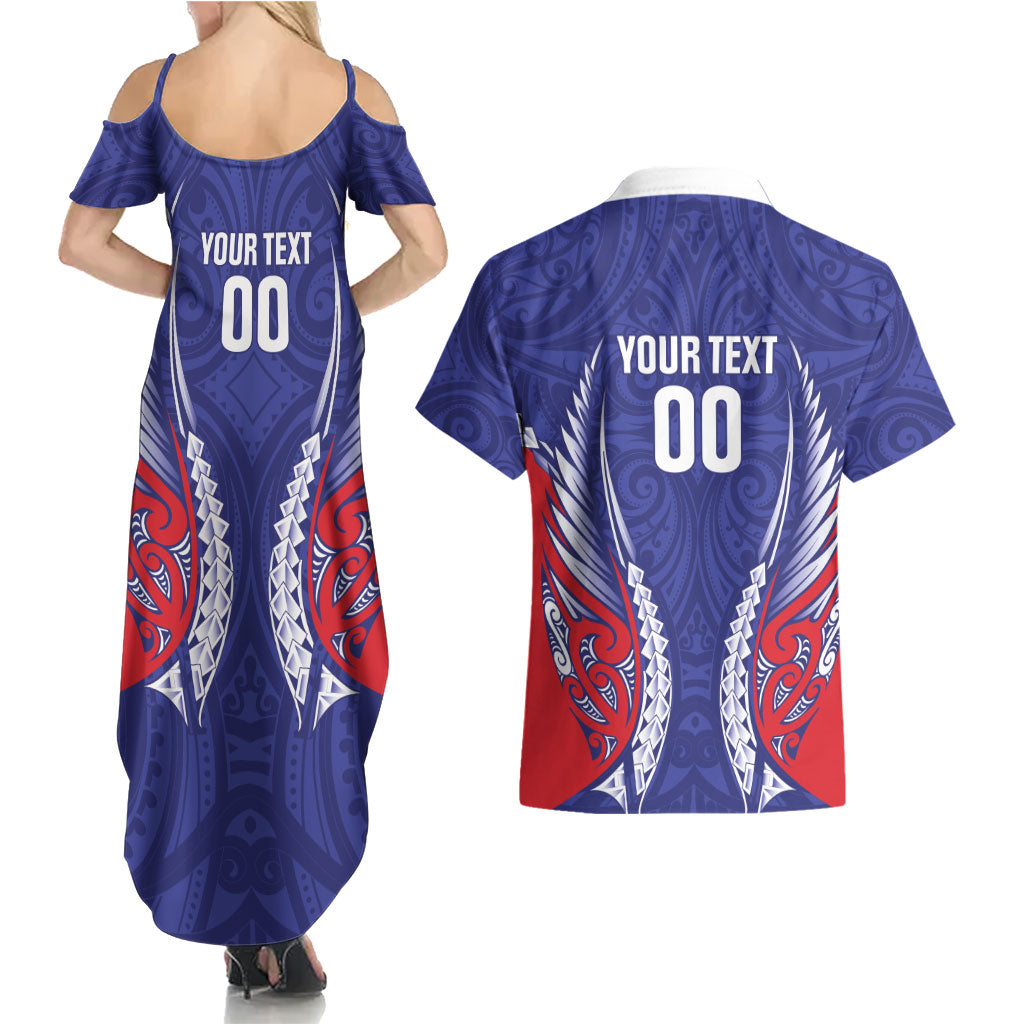 Tasman Bay 2026 Rugby Custom Couples Matching Summer Maxi Dress and Hawaiian Shirt NZ Maori Silver Fern
