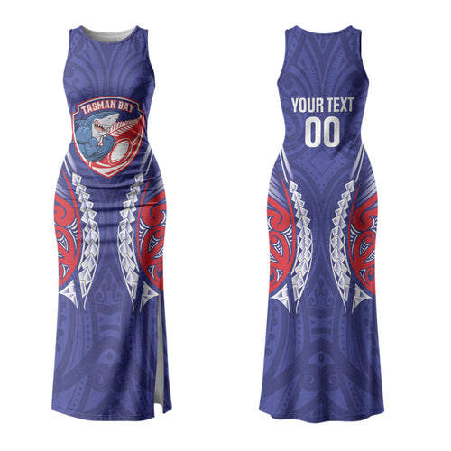 Tasman Bay 2026 Rugby Custom Couples Matching Tank Maxi Dress and Hawaiian Shirt NZ Maori Silver Fern LT14