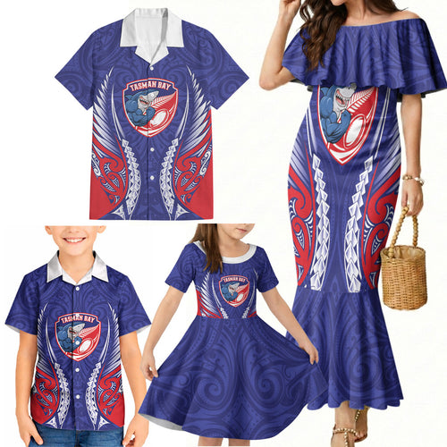 Tasman Bay 2026 Rugby Custom Family Matching Mermaid Dress and Hawaiian Shirt NZ Maori Silver Fern