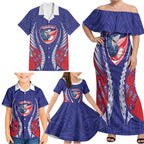Tasman Bay 2026 Rugby Custom Family Matching Off Shoulder Maxi Dress and Hawaiian Shirt NZ Maori Silver Fern