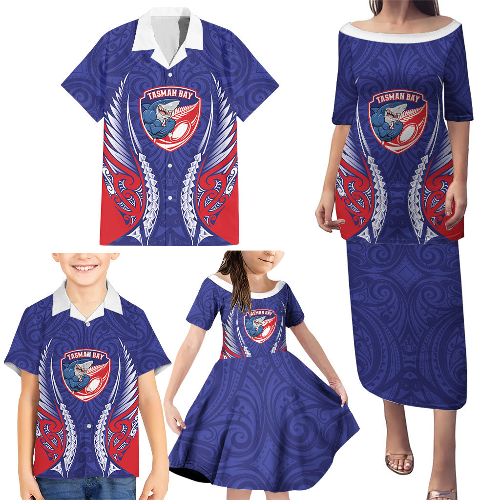 Tasman Bay 2026 Rugby Custom Family Matching Puletasi and Hawaiian Shirt NZ Maori Silver Fern