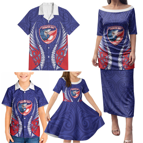 Tasman Bay 2026 Rugby Custom Family Matching Puletasi and Hawaiian Shirt NZ Maori Silver Fern