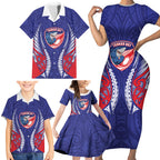 Tasman Bay 2026 Rugby Custom Family Matching Short Sleeve Bodycon Dress and Hawaiian Shirt NZ Maori Silver Fern