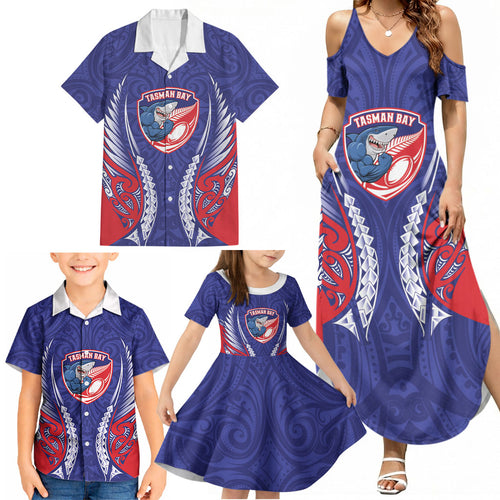 Tasman Bay 2026 Rugby Custom Family Matching Summer Maxi Dress and Hawaiian Shirt NZ Maori Silver Fern