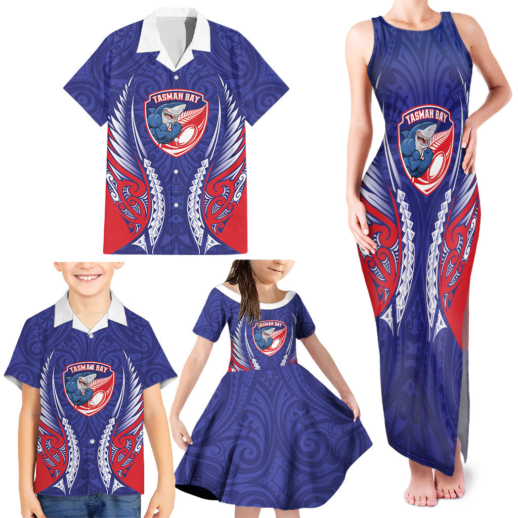 Tasman Bay 2026 Rugby Custom Family Matching Tank Maxi Dress and Hawaiian Shirt NZ Maori Silver Fern