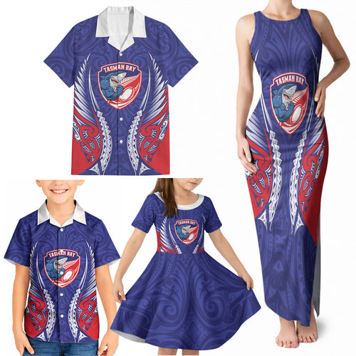 Tasman Bay 2026 Rugby Custom Family Matching Tank Maxi Dress and Hawaiian Shirt NZ Maori Silver Fern