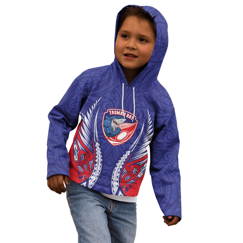 Tasman Bay 2026 Rugby Custom Kid Hoodie NZ Maori Silver Fern