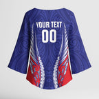 Tasman Bay 2026 Rugby Custom Kimono Sleeve Blouse NZ Maori Silver Fern