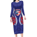 Tasman Bay 2026 Rugby Custom Long Sleeve Bodycon Dress NZ Maori Silver Fern