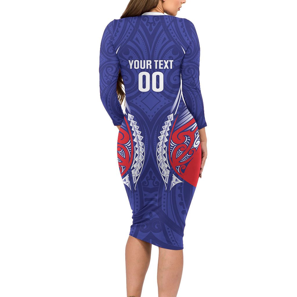 Tasman Bay 2026 Rugby Custom Long Sleeve Bodycon Dress NZ Maori Silver Fern