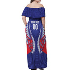 Tasman Bay 2026 Rugby Custom Off Shoulder Maxi Dress NZ Maori Silver Fern
