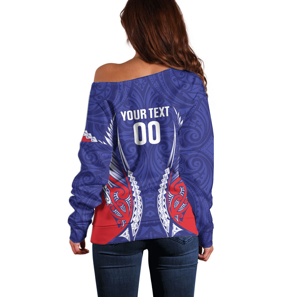Tasman Bay 2026 Rugby Custom Off Shoulder Sweater NZ Maori Silver Fern