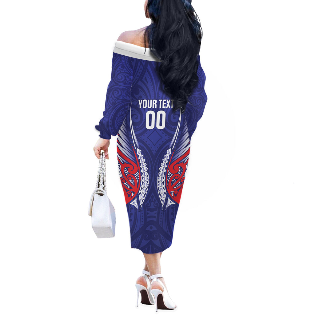 Tasman Bay 2026 Rugby Custom Off The Shoulder Long Sleeve Dress NZ Maori Silver Fern