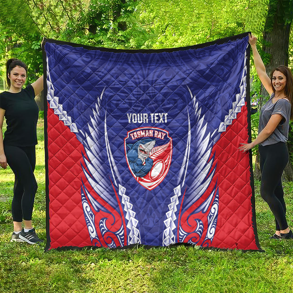 Tasman Bay 2026 Rugby Custom Quilt NZ Maori Silver Fern