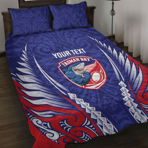 Tasman Bay 2026 Rugby Custom Quilt Bed Set NZ Maori Silver Fern
